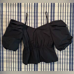 Tanya Taylor puff sleeve off the shoulder peplum top size small
